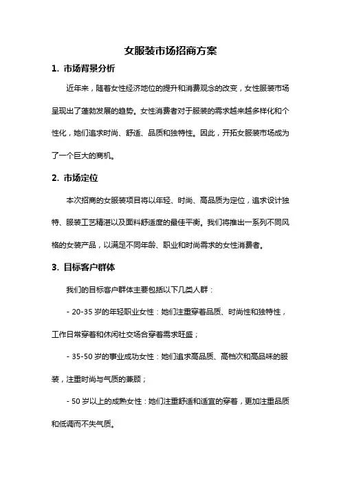女服装市场招商方案