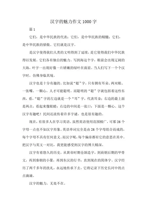 汉字的魅力作文1000字