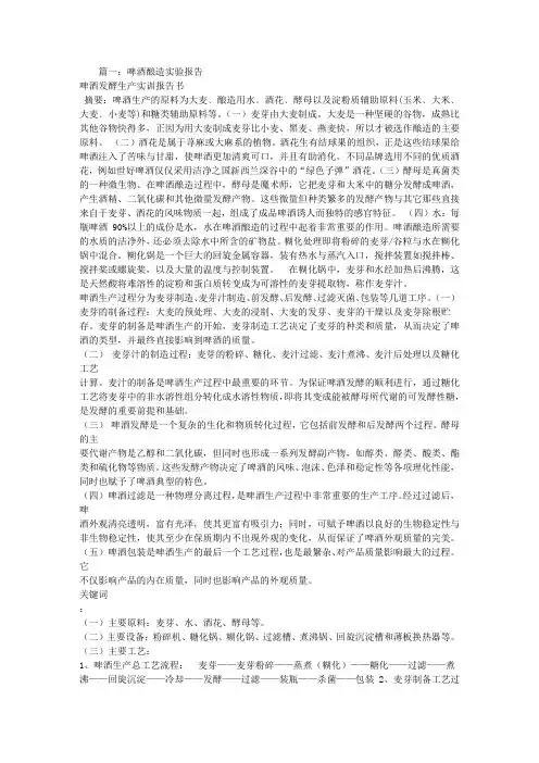 啤酒制作实验报告