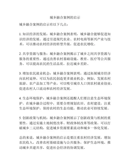 城乡融合案例的启示