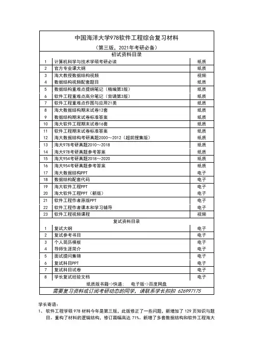 中国海洋大学978软件工程综合考研真题