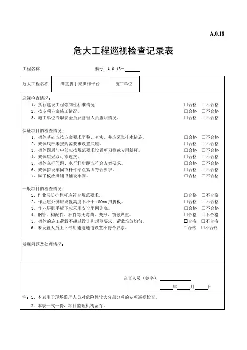 满堂脚手架巡视记录