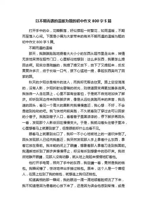 以不期而遇的温暖为题的初中作文800字5篇