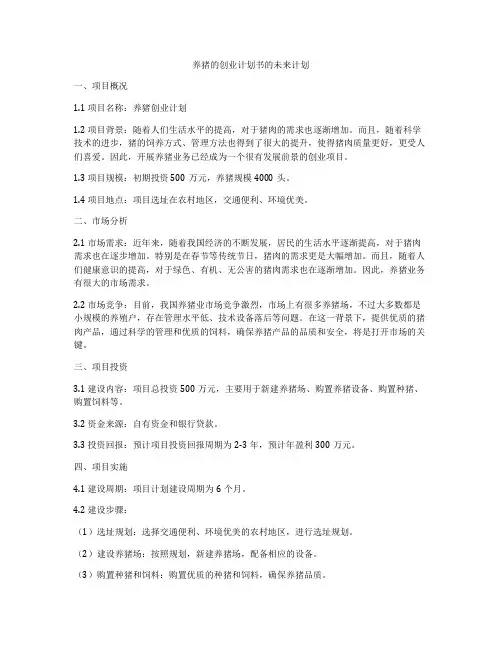 养猪的创业计划书的未来计划