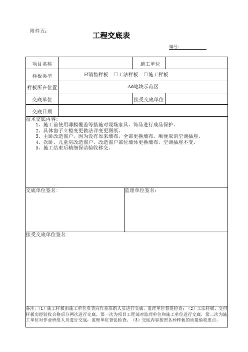 样板技术交底签到表
