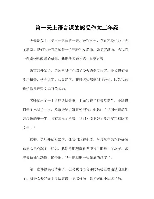 第一天上语言课的感受作文三年级