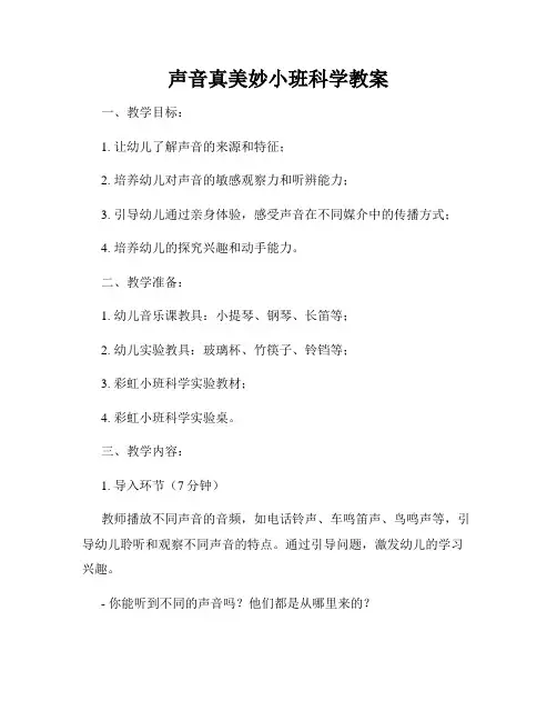 声音真美妙小班科学教案