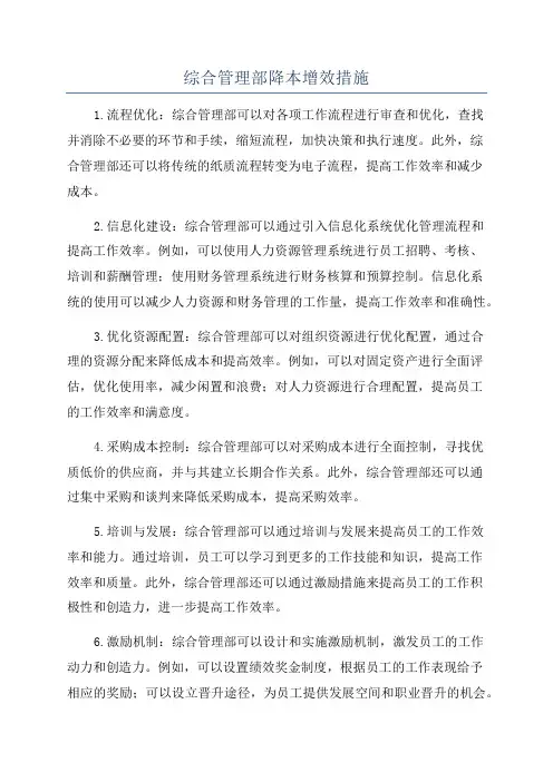 综合管理部降本增效措施