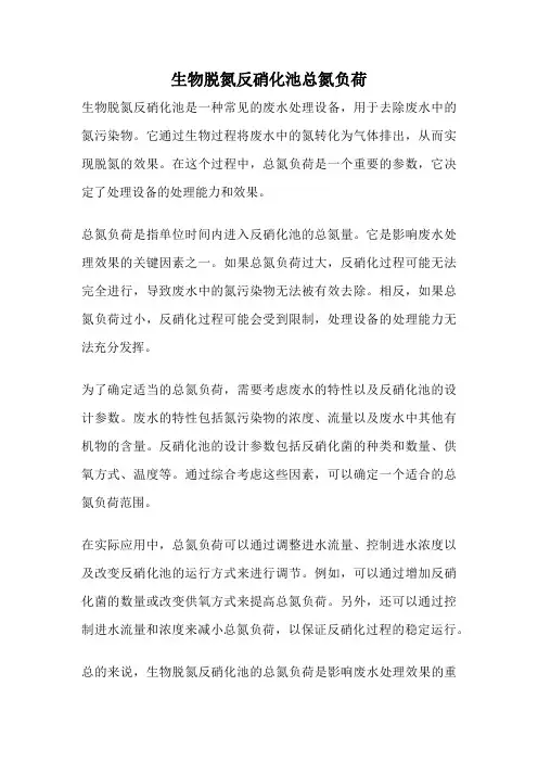生物脱氮反硝化池总氮负荷