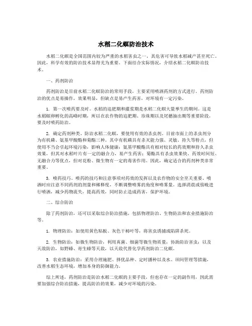 水稻二化螟防治技术