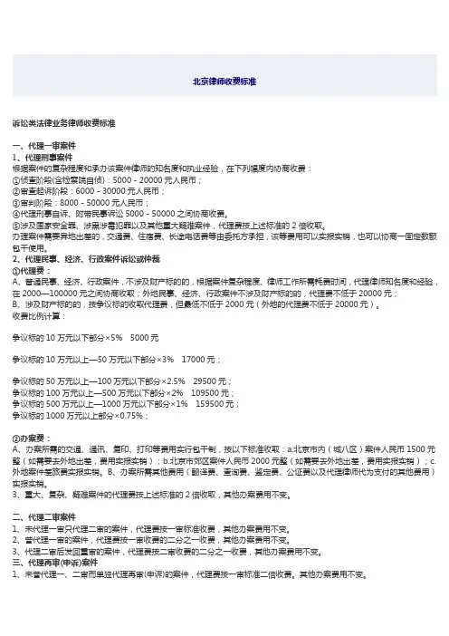律师收费标准