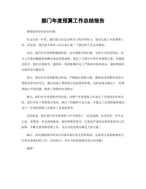 部门年度预算工作总结报告