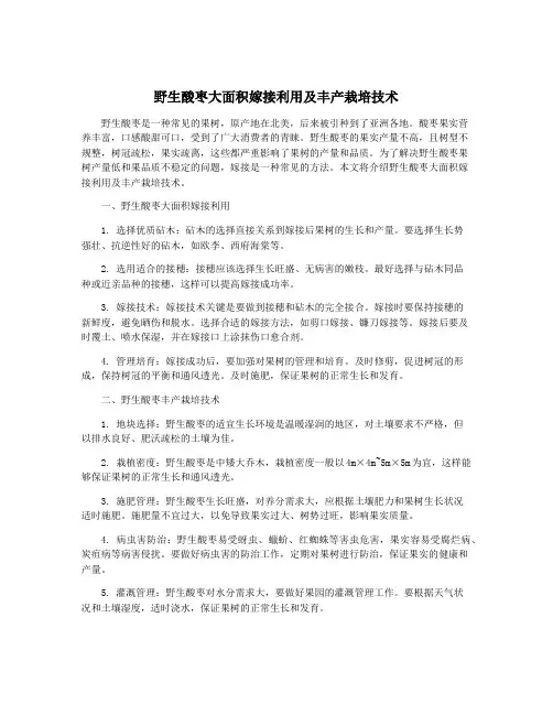 野生酸枣大面积嫁接利用及丰产栽培技术