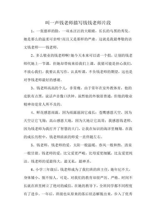 叫一声老师描写钱老师片段