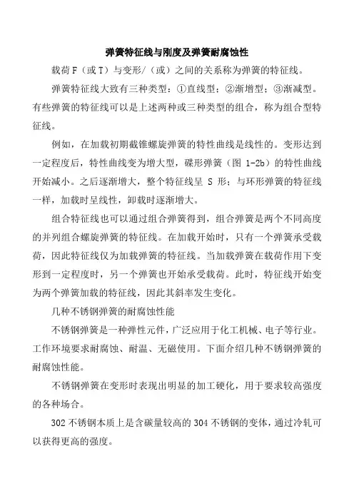 弹簧的特性线和刚度及弹簧的耐腐蚀性