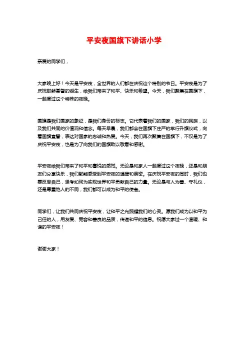 平安夜国旗下讲话小学