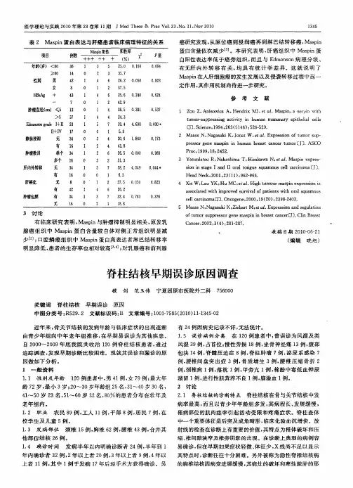 脊柱结核早期误诊原因调查
