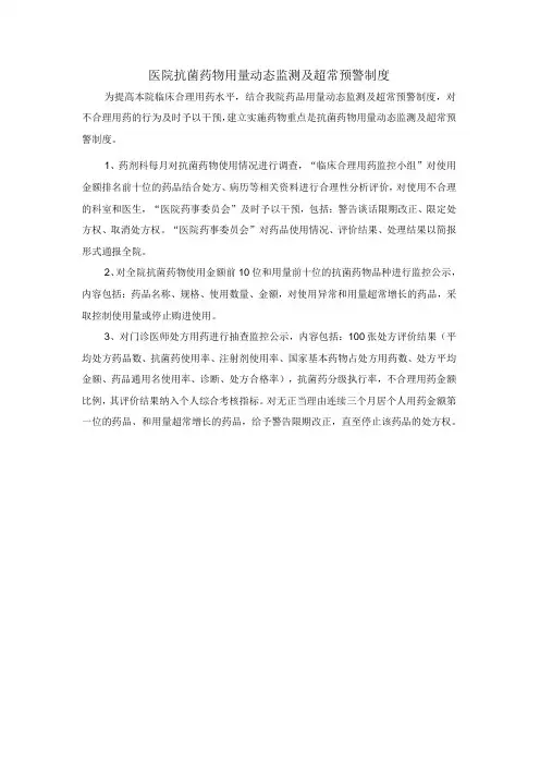 医院抗菌药物用量动态监测及超常预警制度