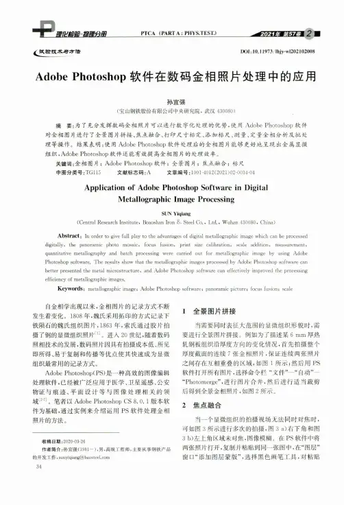 Adobe Photoshop软件在数码金相照片处理中的应用