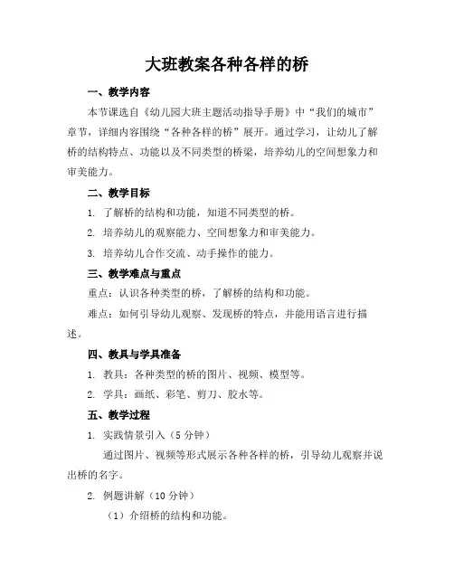 大班教案各种各样的桥