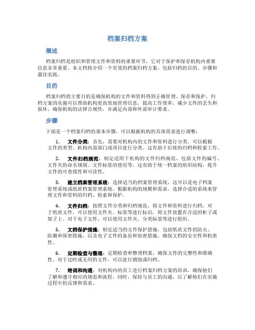 档案归档方案