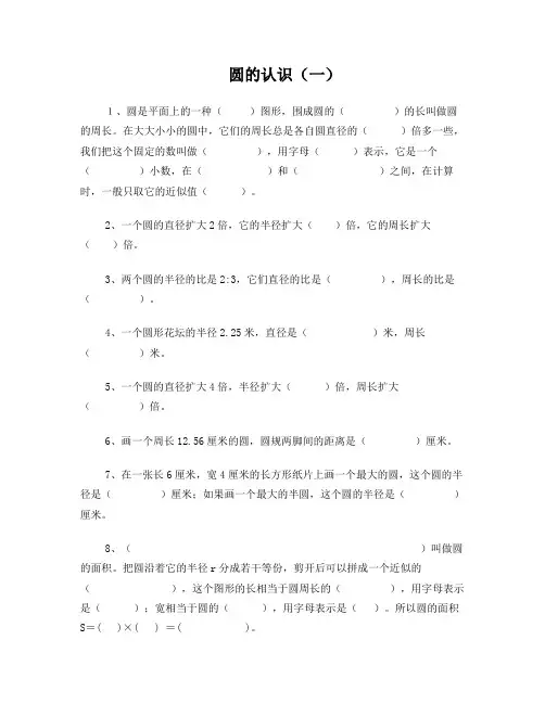 小学6年级--圆专项练习(共9张)
