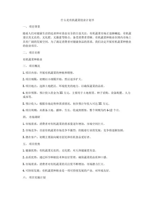 什么是有机蔬菜创业计划书