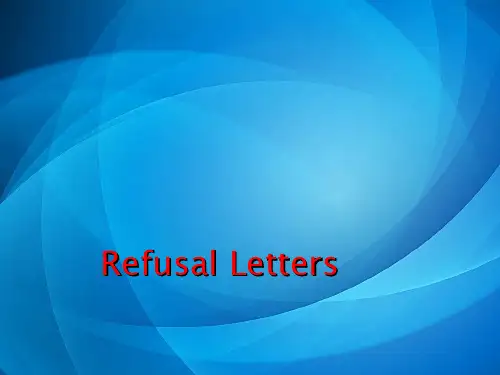 商务英语写作实训    Chapter 3-refusal letter