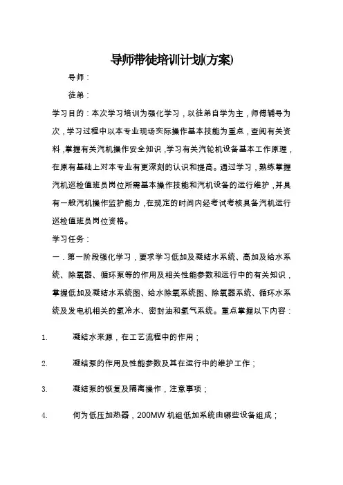 导师带徒培训计划(方案)