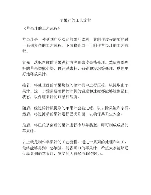 苹果汁的工艺流程