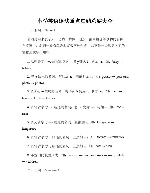 小学英语语法重点归纳总结大全