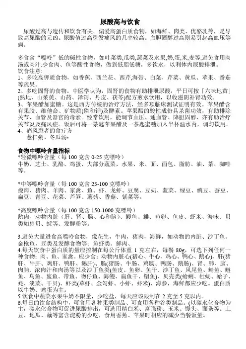 尿酸过高的饮食