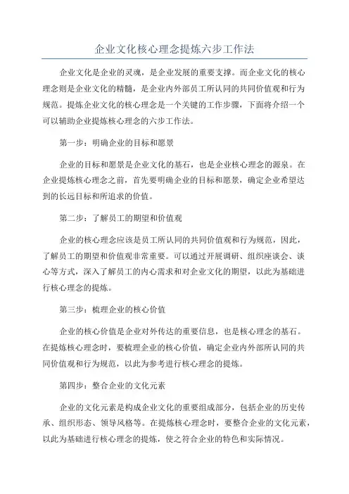 企业文化核心理念提炼六步工作法