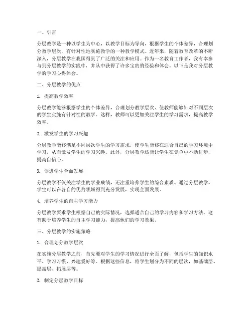 分层教学学习心得体会
