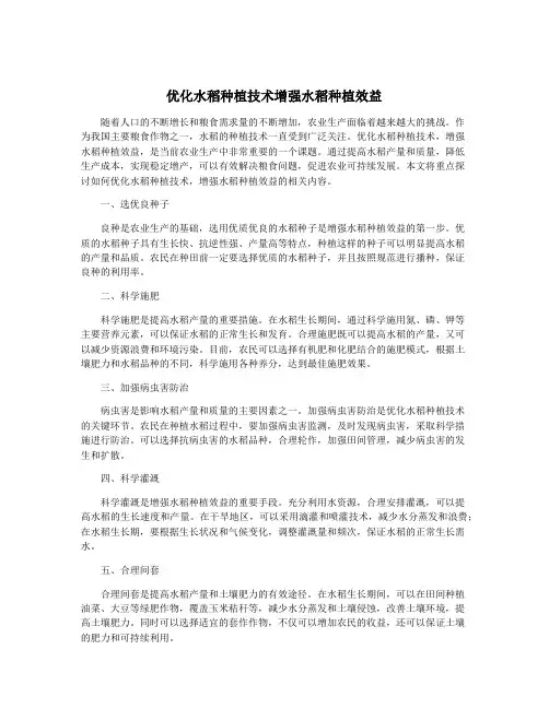 优化水稻种植技术增强水稻种植效益