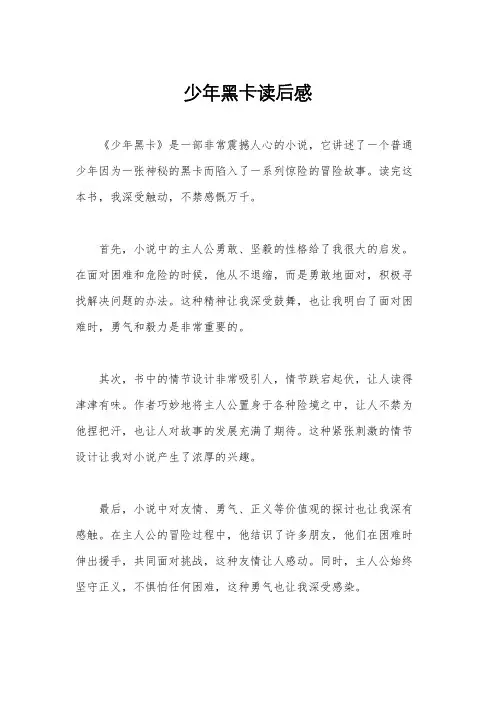 少年黑卡读后感