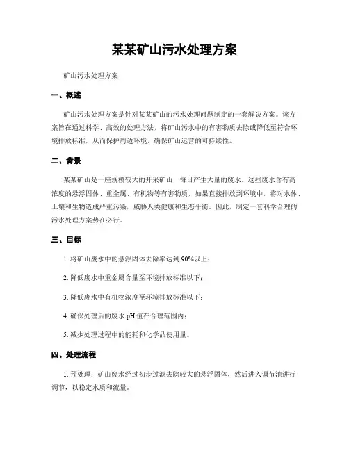 某某矿山污水处理方案