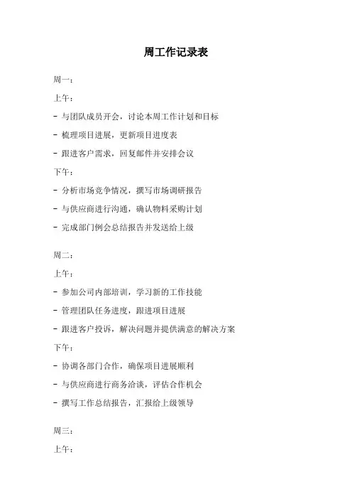 周工作记录表