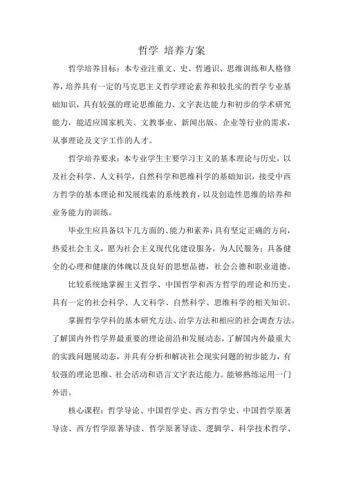 哲学 培养方案