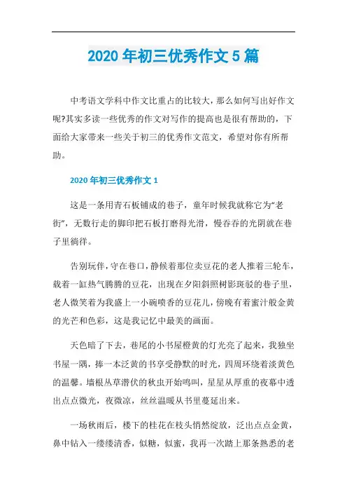2020年初三优秀作文5篇