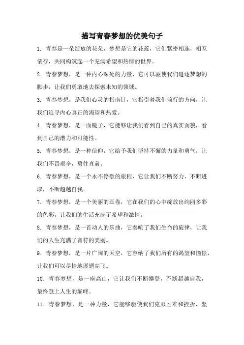 描写青春梦想的优美句子