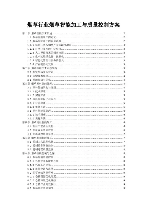 烟草行业烟草智能加工与质量控制方案