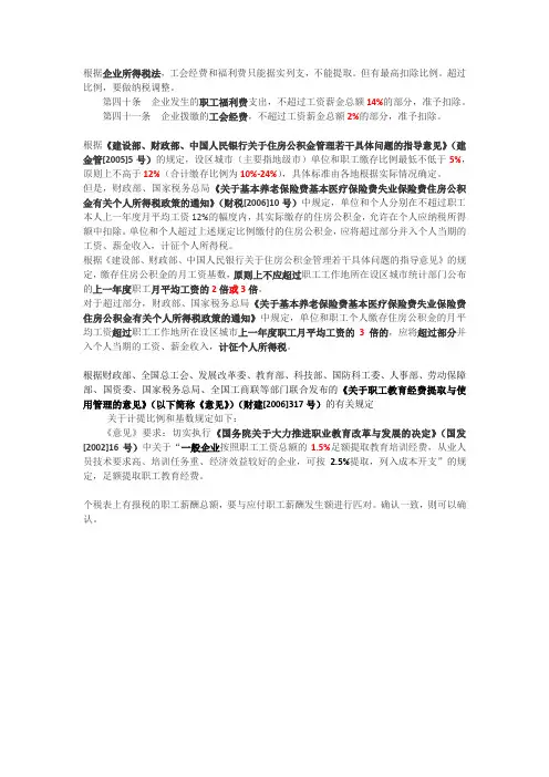 应付职工薪酬相关法律法规