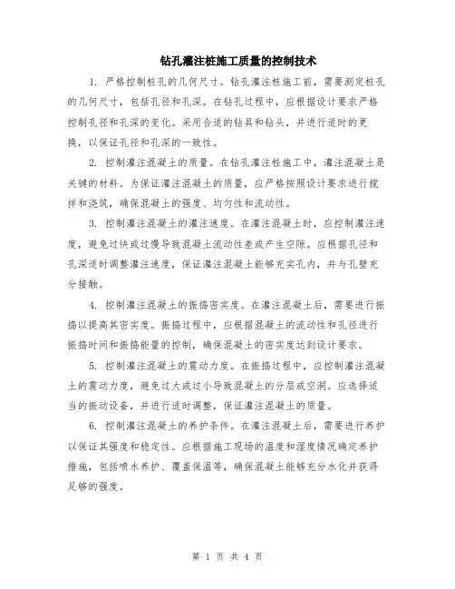 钻孔灌注桩施工质量的控制技术（2篇）
