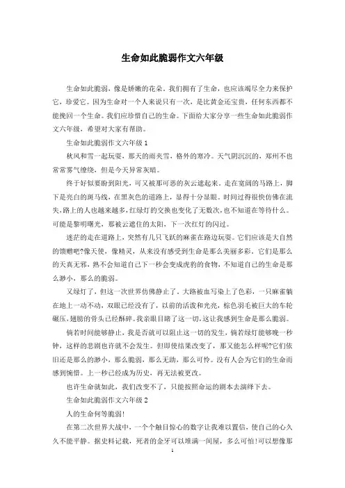 生命如此脆弱作文六年级