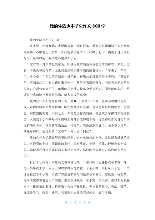 我的生活少不了它作文800字