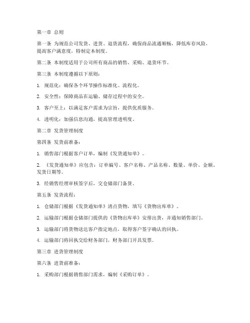 发货进货退货管理制度模板