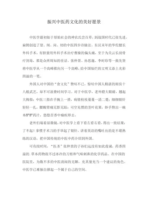 振兴中医药文化的美好愿景