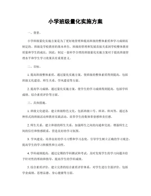 小学班级量化实施方案