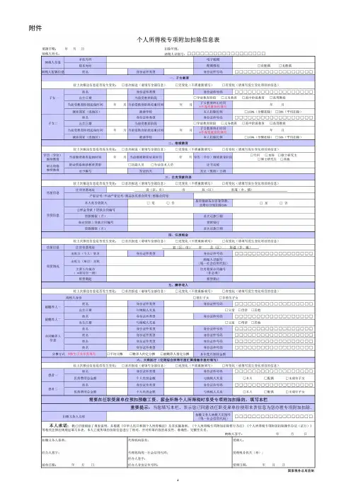 《个人所得税专项附加扣除信息表》填表说明【模板】